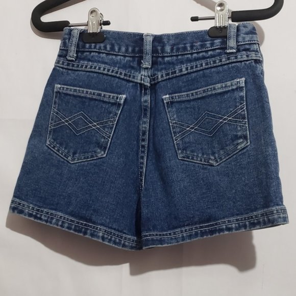 vintage jean shorts embroidered medium dark wash - Picture 6 of 7